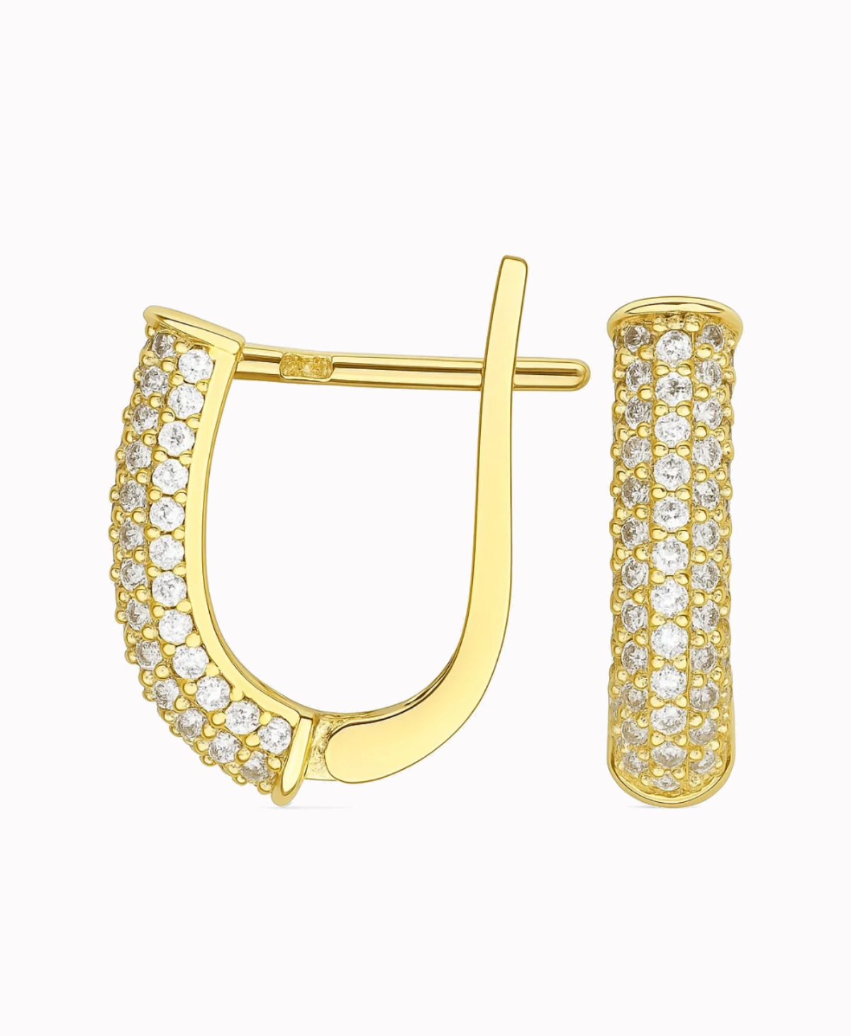 Złote kolczyki wielokamieniowe Białe cyrkonie 585