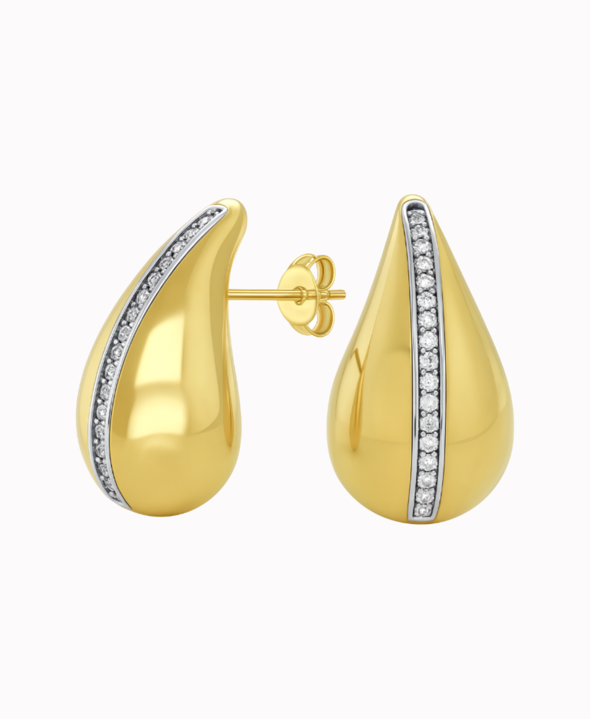 Złote kolczyki łezki, krople midi z cyrkonią sztyft 585
