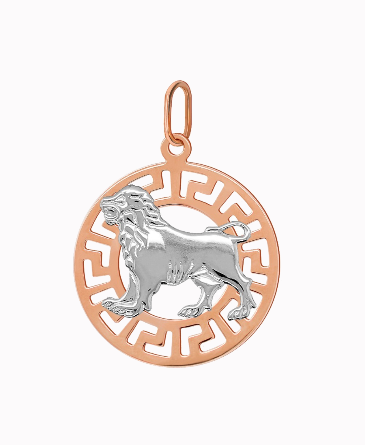 Lew znak zodiaku przywieszka pamiątka Czerwone i białe złoto pr. 585