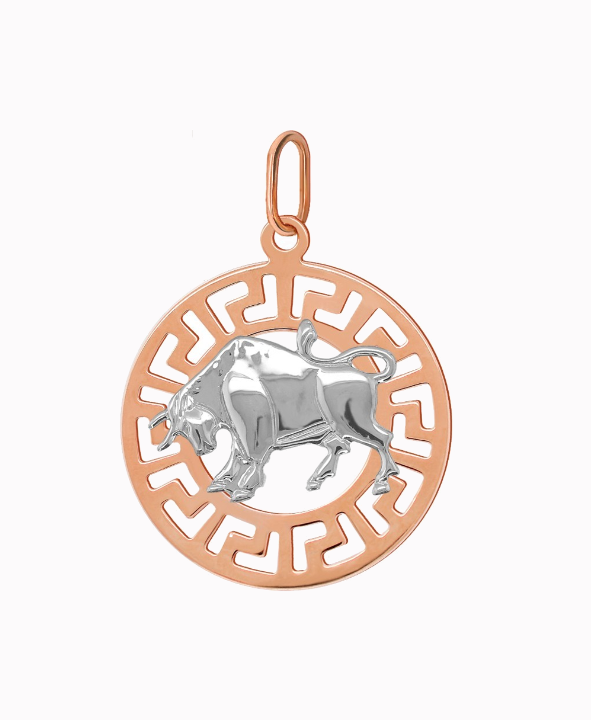 Byk znak zodiaku przywieszka pamiątka Czerwone i białe złoto pr.585