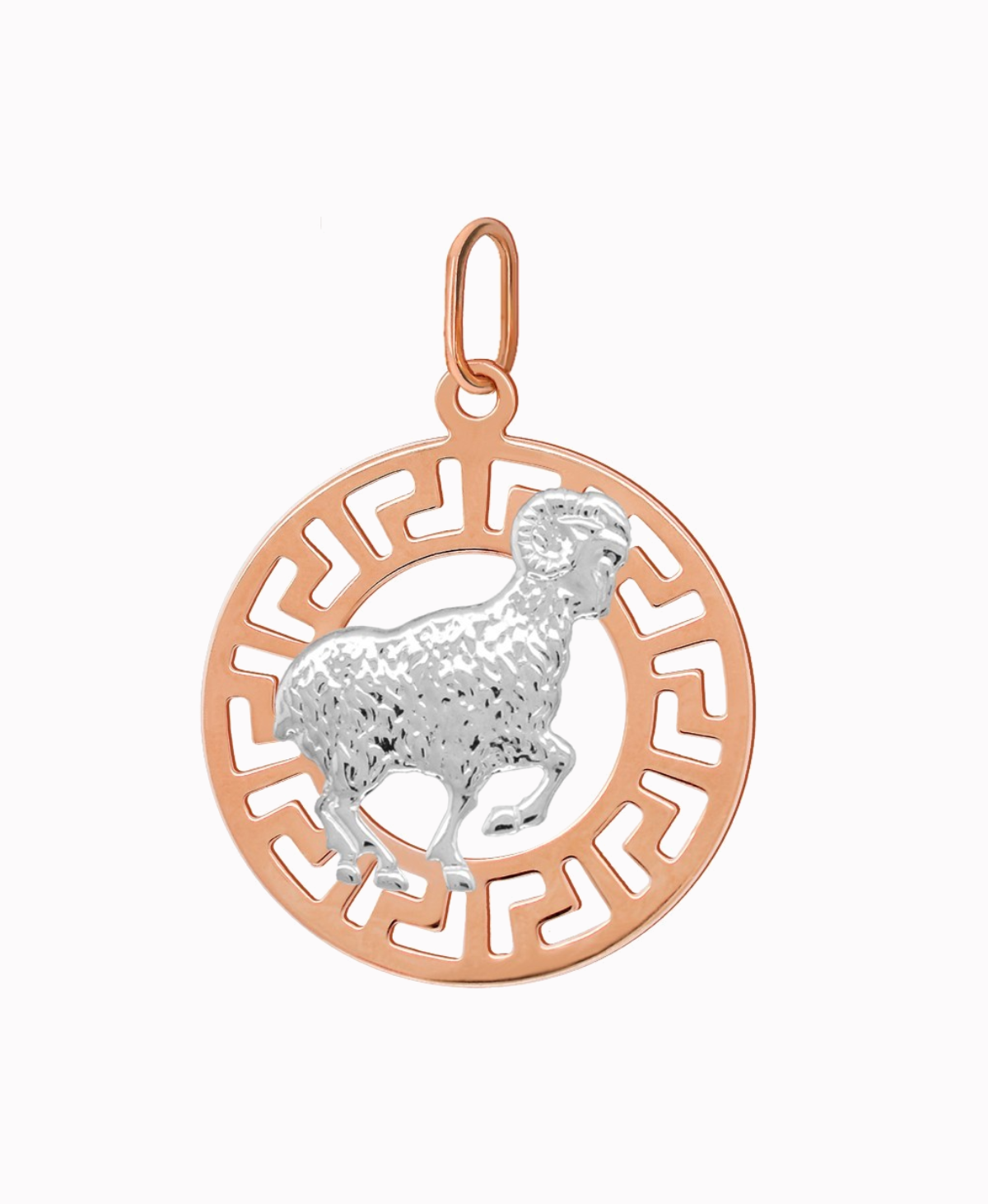 Baran znak zodiaku L przywieszka pamiątka Czerwone i białe złoto pr.585