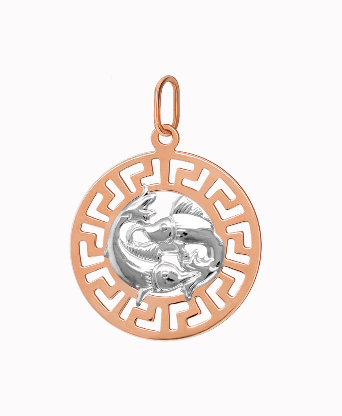 Ryby znak zodiaku przywieszka pamiątka Czerwone i białe złoto pr.585