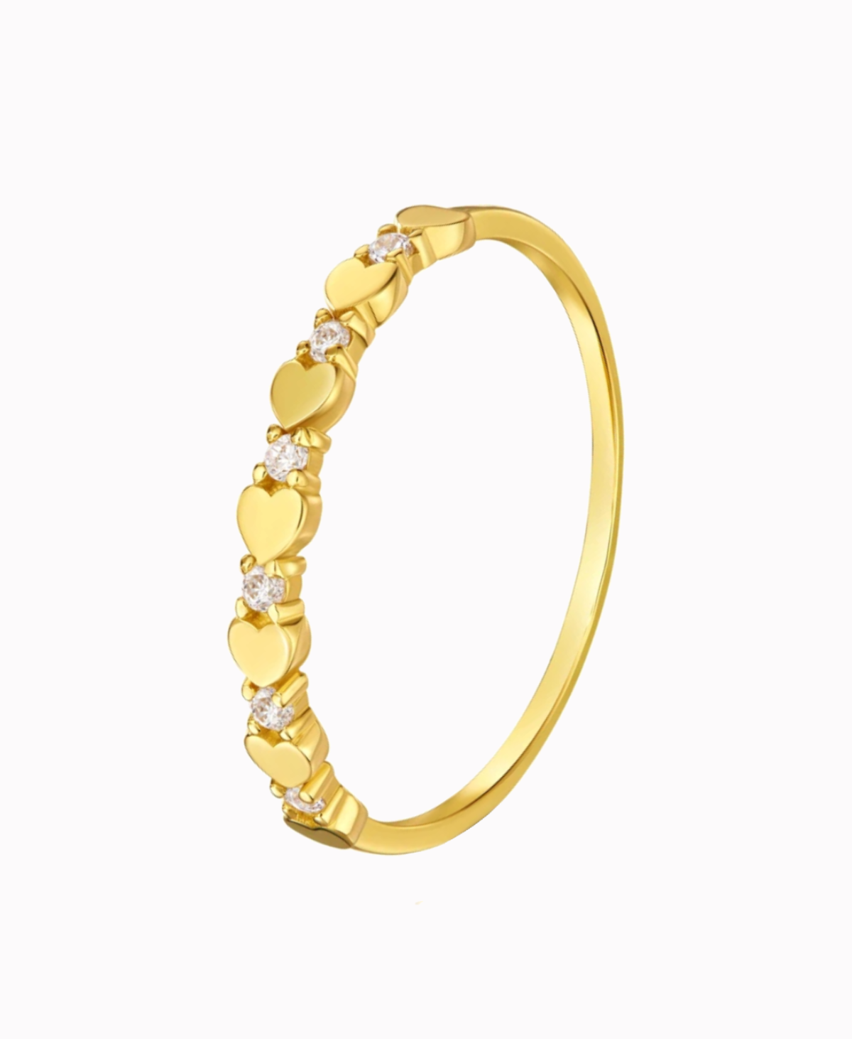 Złoty Pierścionek Serca złote i Białe Cyrkonie złoto próba 585