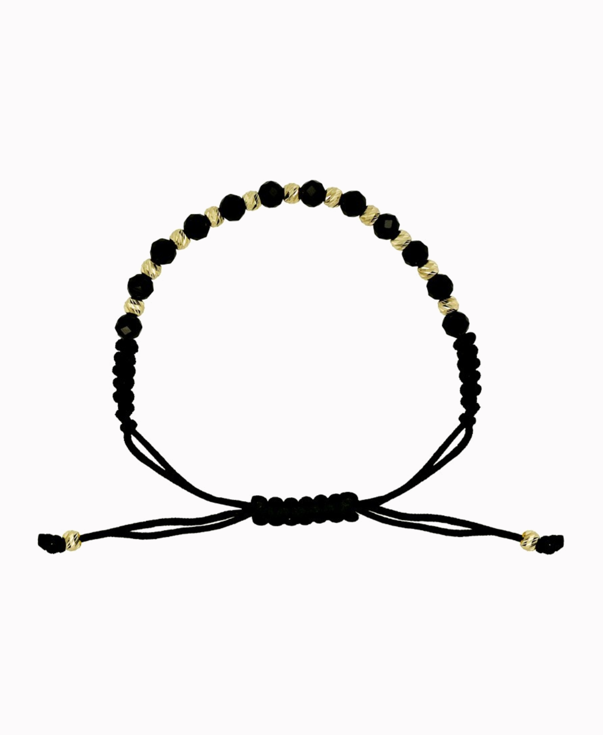 Złota bransoletka z Turmalinem naturalnym na czarnym nylonie pr 585