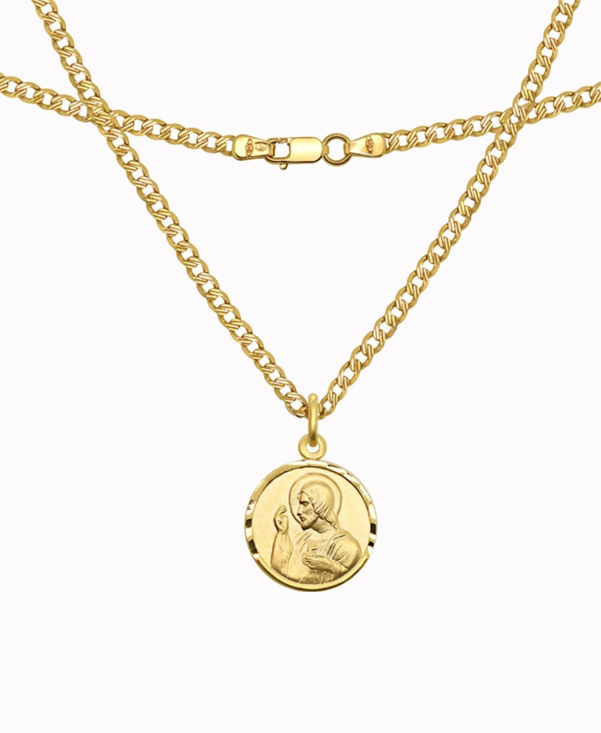 Pamiątka Komunii Zest. łańcuszek pancerka i Duży SZKAPLERZ, 6,3 złoto próba 585