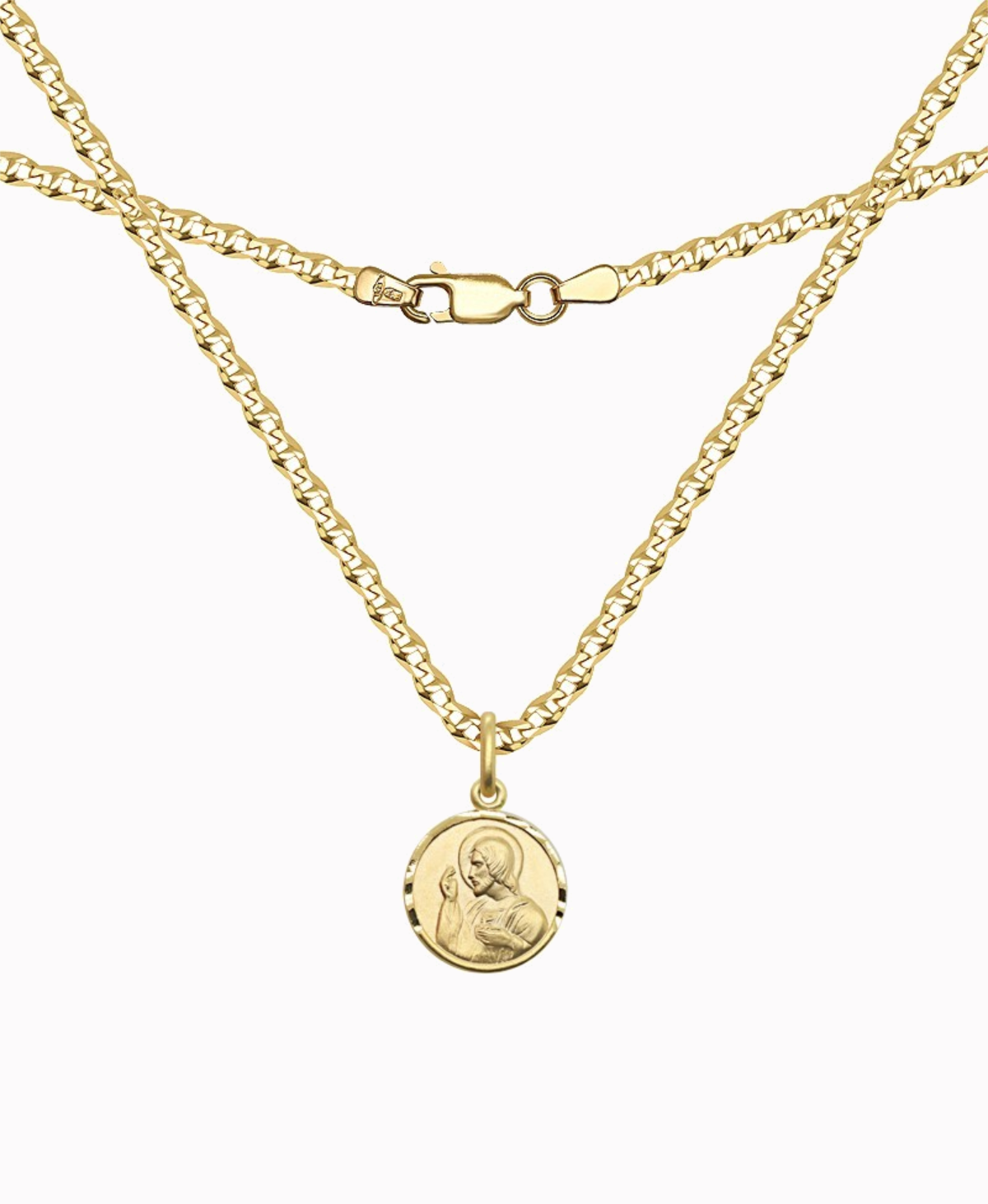 Pamiątka Komunii Zest. łańcuszek typu guci i Mały Szkaplerz, 6,2 złoto próba 585
