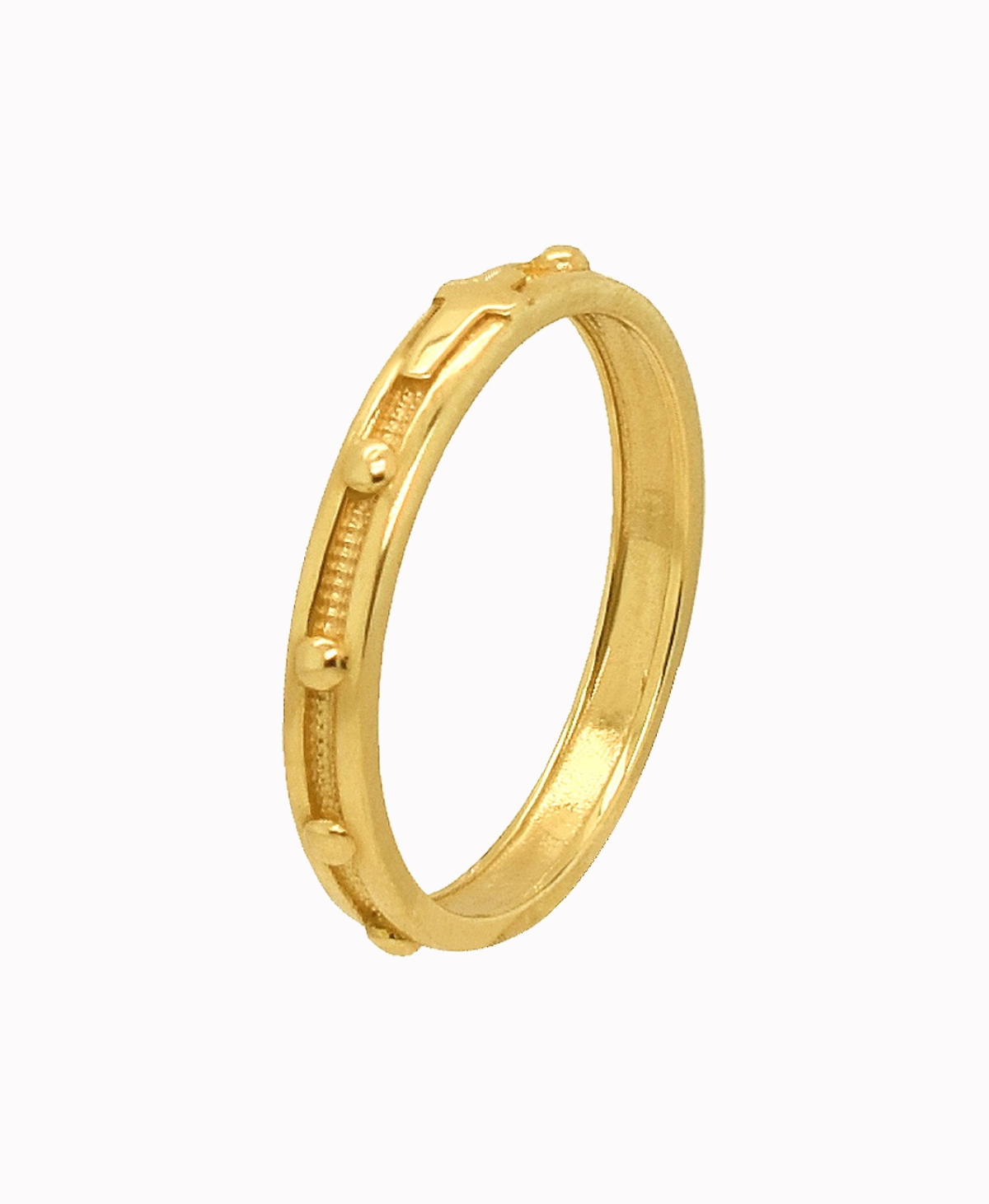 Złoty pierścionek różaniec wąski złoto 585