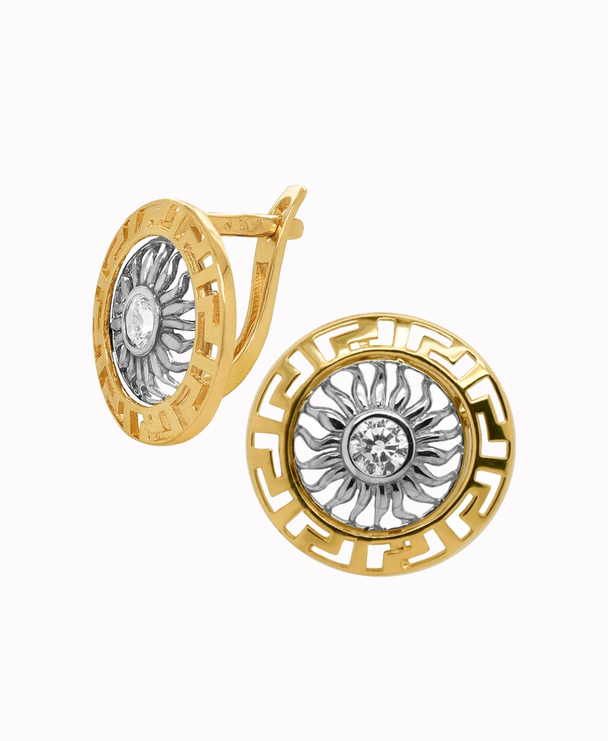 Złote kolczyki słoneczne z cyrkonią pr. 585 2,51g