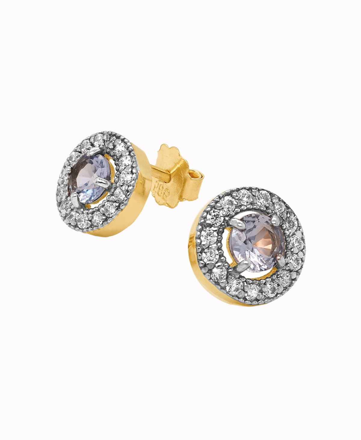 Złote kolczyki Princess z cyrkoniami akwamaryn sztyft pr. 585 1,86g