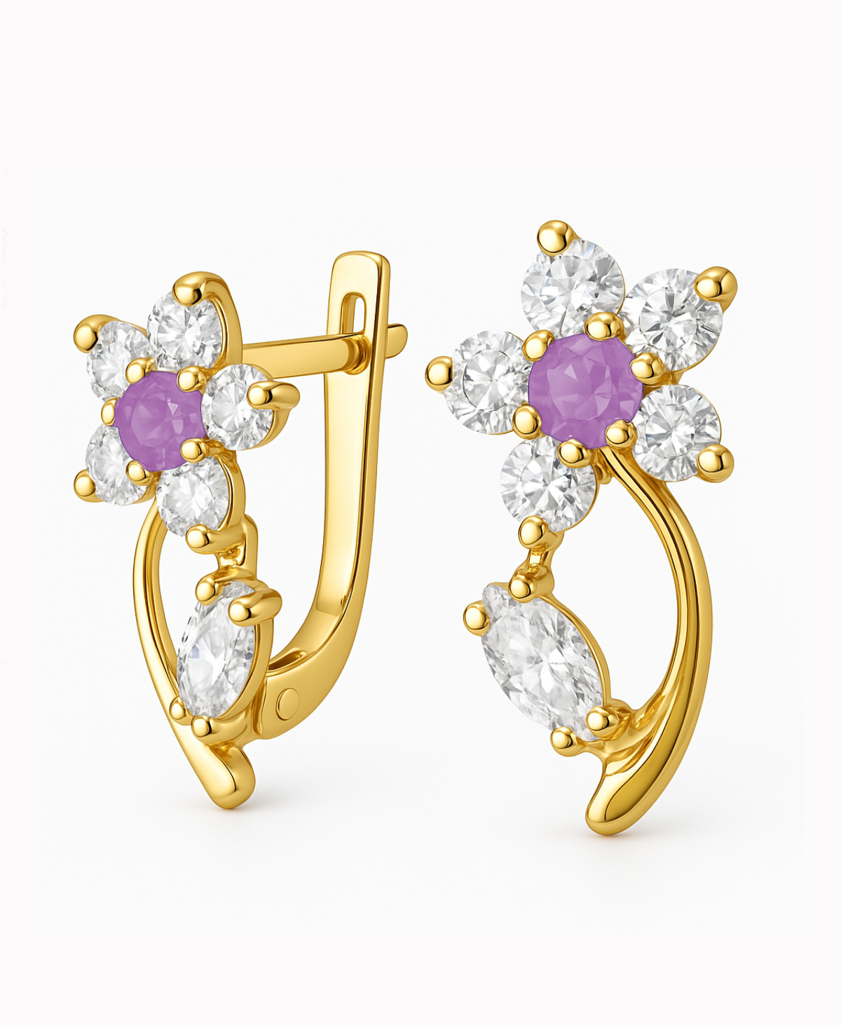 Złote kolczyki dla dziewczynki Kwiatuszki z cyrkoniami pr. 585 1,76g