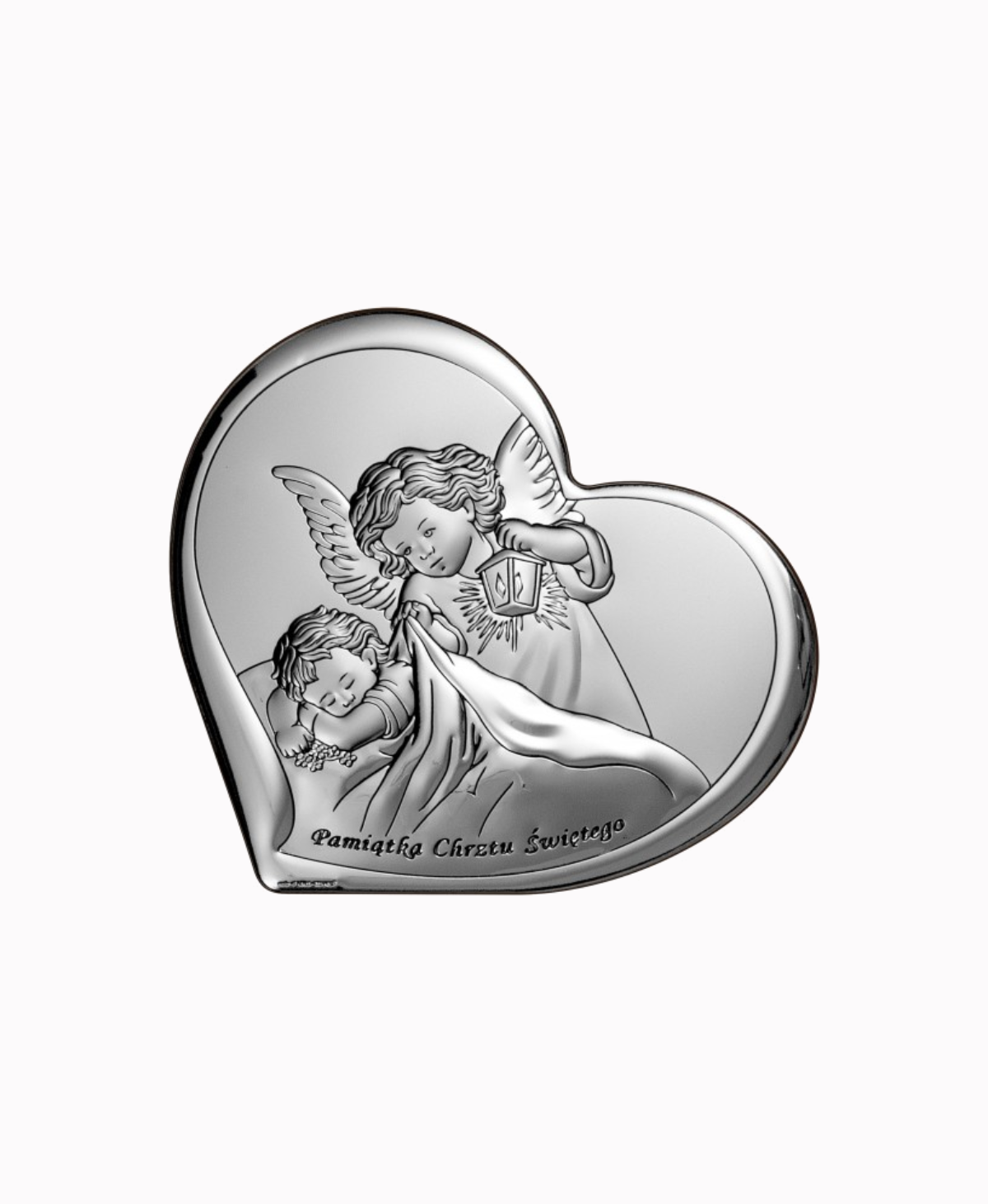 Obrazek Anioł z latarenką w "sercu" z napisem Chrzest Święty 8x7,3cm