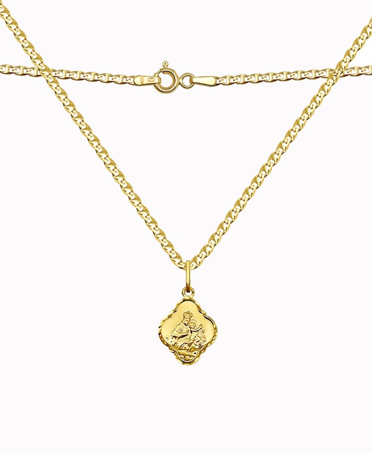 Pamiątka Komunii Zest. łańcuszek Merino typu guci i Mały Szkaplerz, 3,4 złoto próba 585