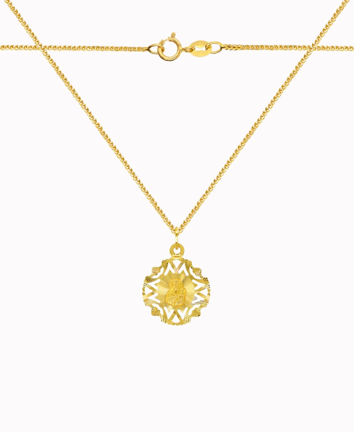 Pamiątka Komunii Zestaw złoty łańcuszek Spiga i medalik MB Częstochowska ażur pr 585