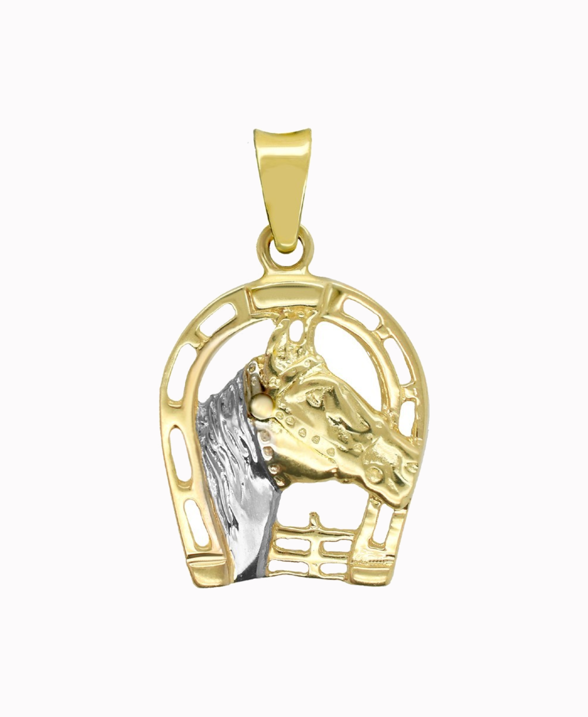 Przywieszka Podkowa głowa konia z białego złota pr585