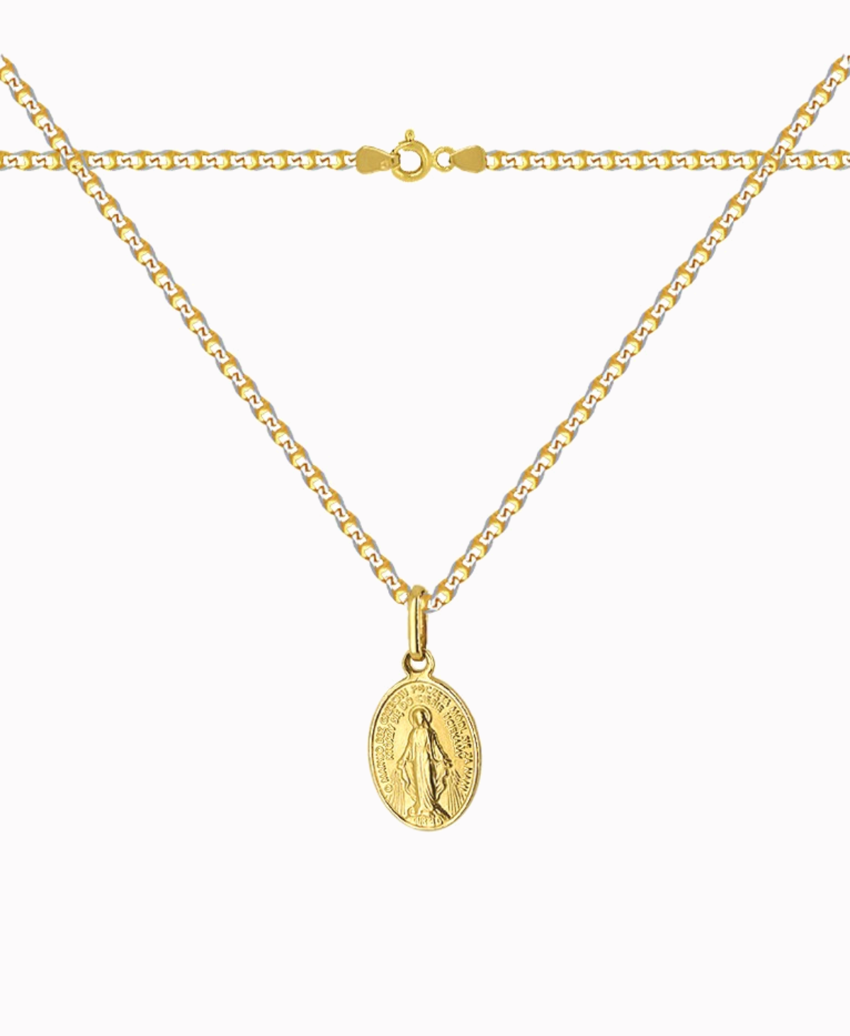 Zestaw łańcuszek pancerka i Polski Cudowny Medalik, MBNP 3,90g M