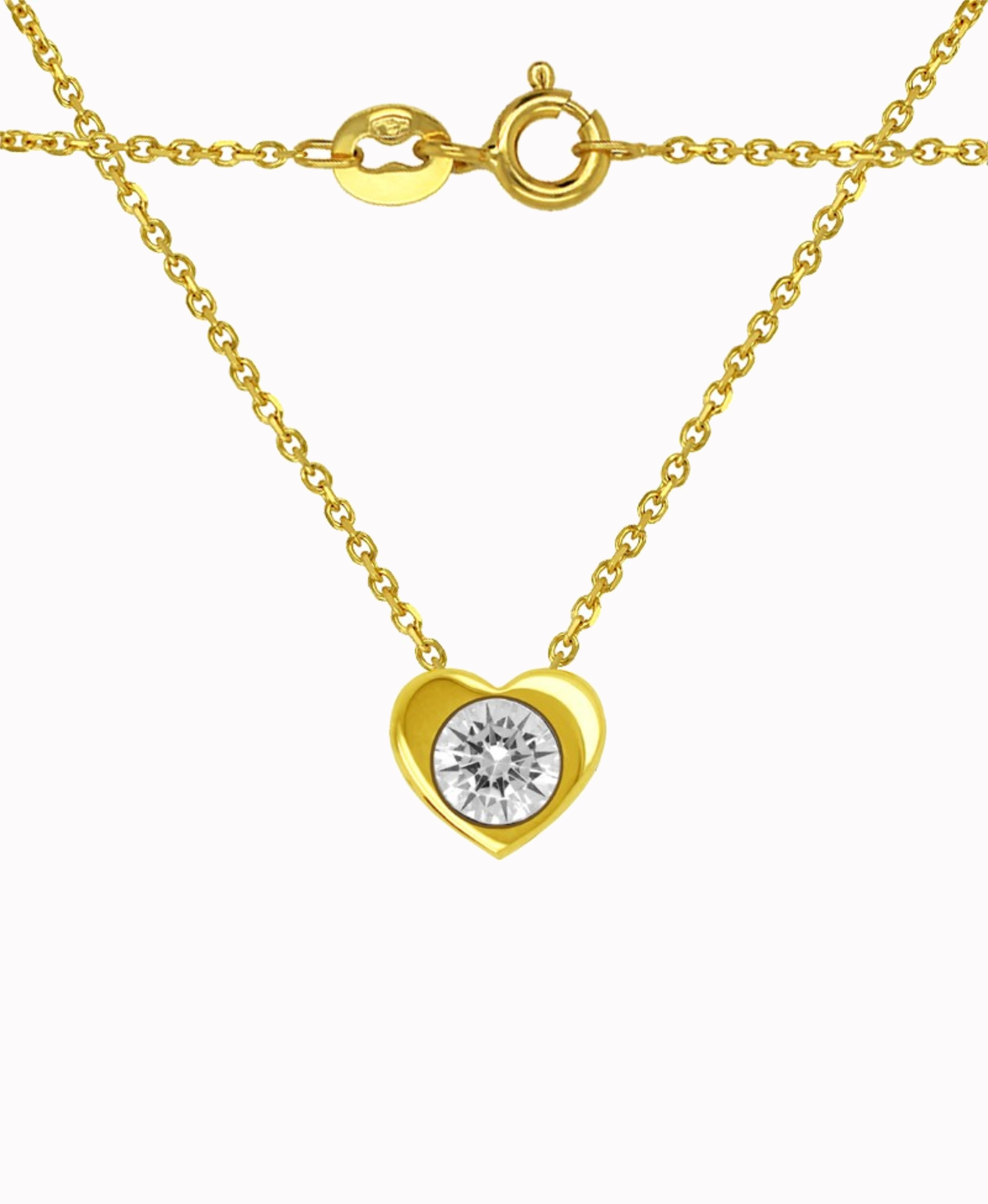 Zestaw złote Serce z Cyrkonią z łańcuszkiem Ankier 585