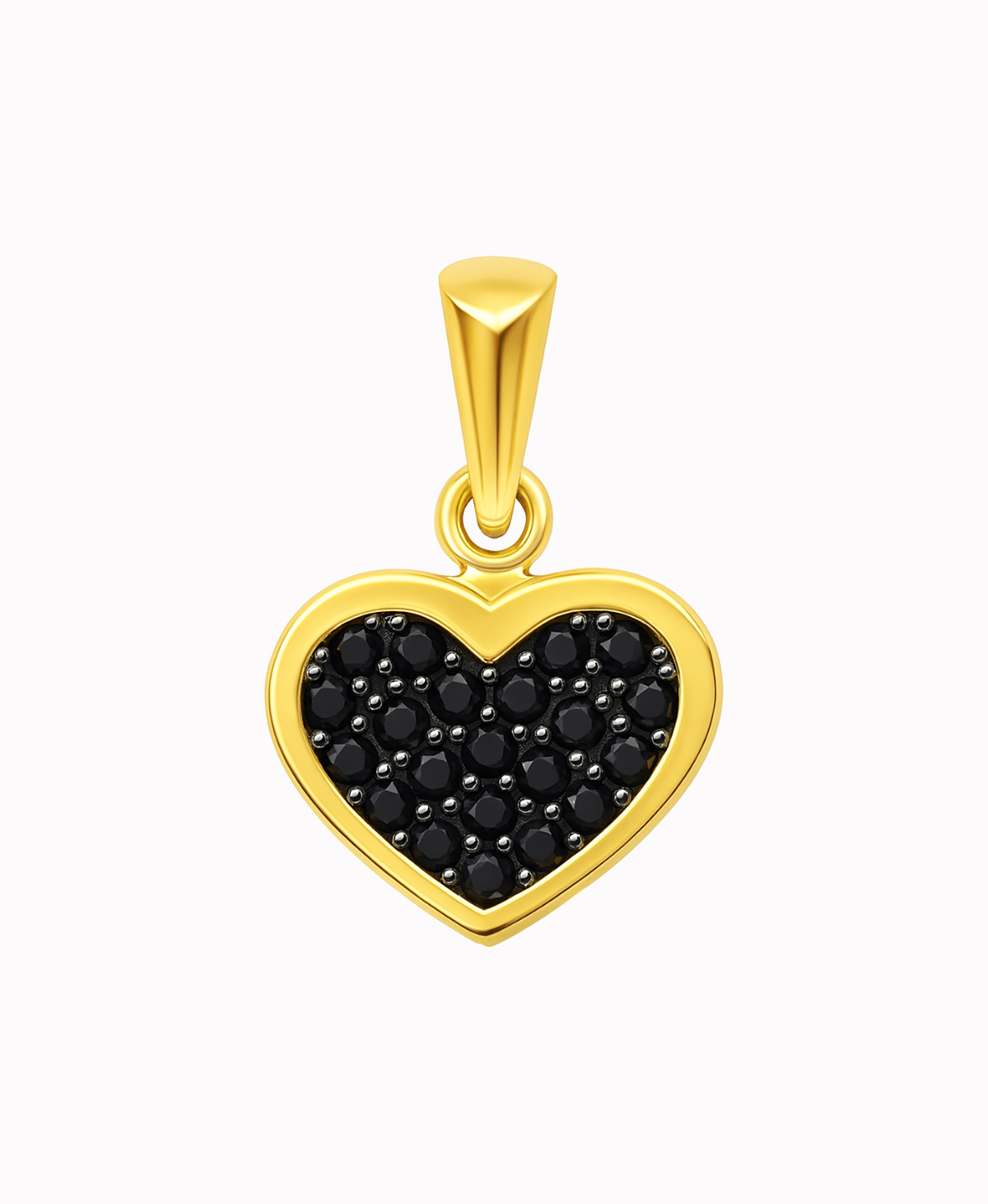 Złote Serduszko Czarne Cyrkonie Zawieszka pr. 585
