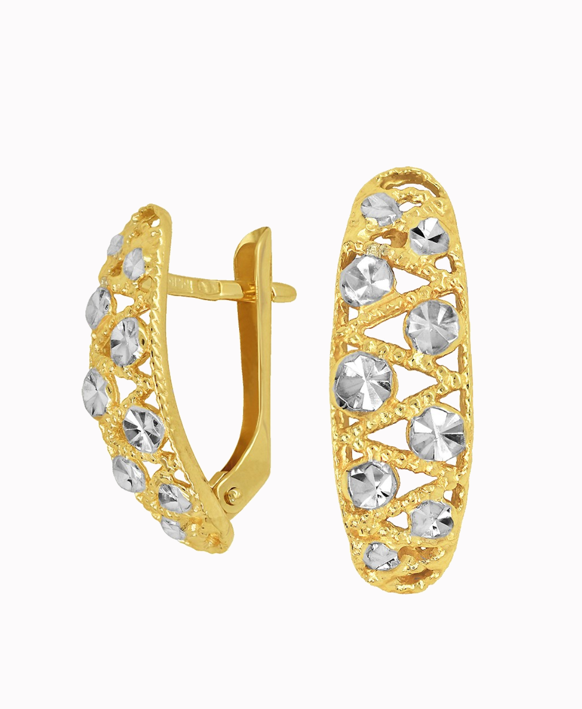 Złote kolczyki ażurowe z białym złotem pr. 585 3,05g