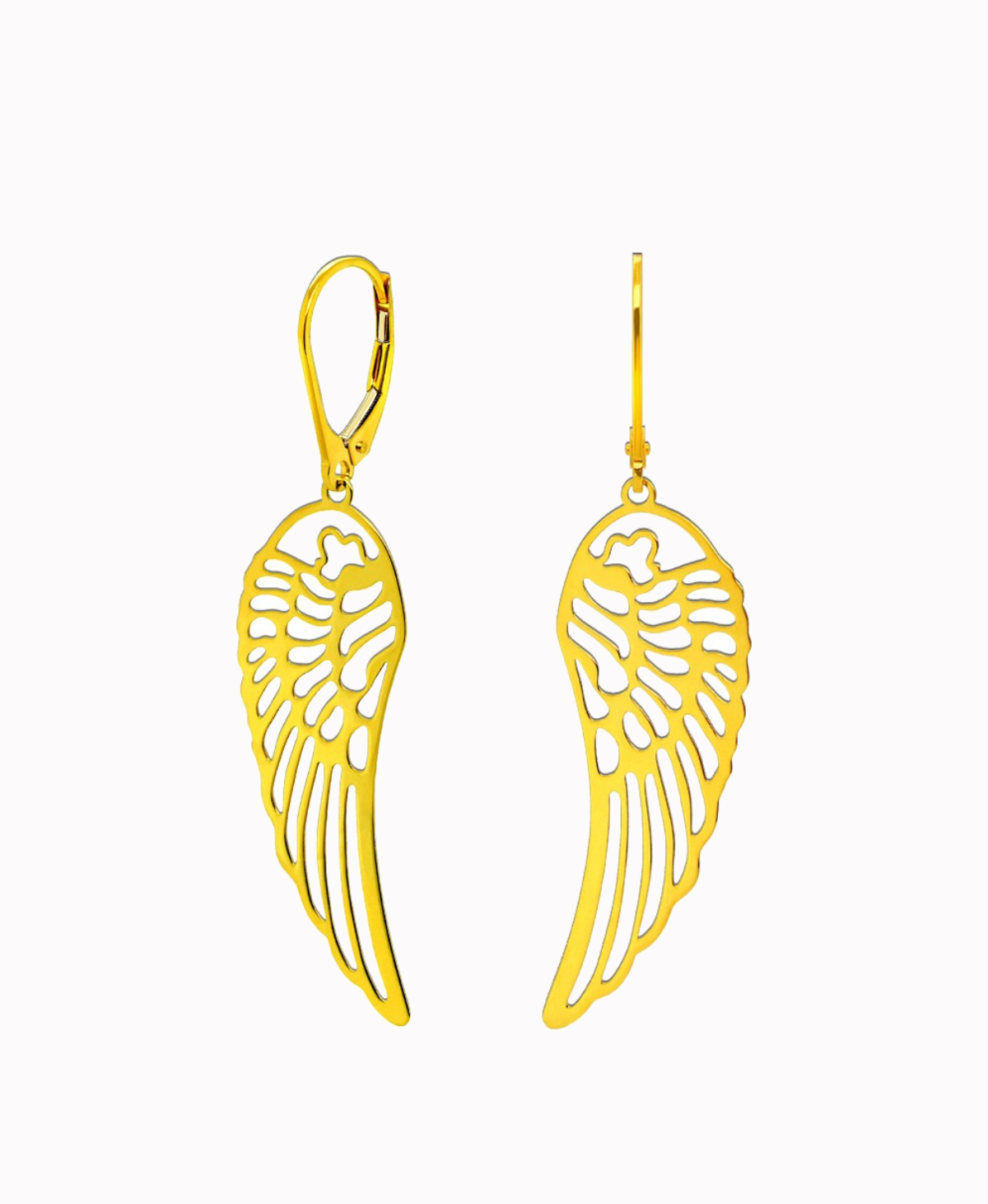 Złote kolczyki wiszące Skrzydła Anioła lekkie złoto próba 585