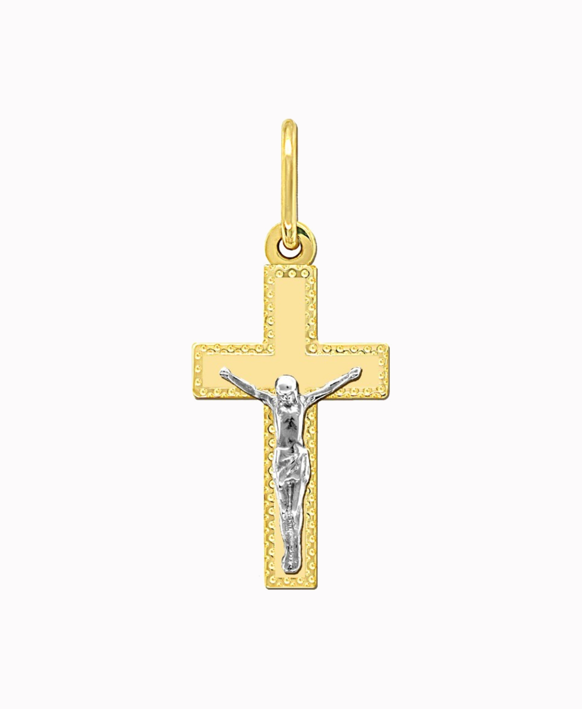 Złoty Krzyżyk Figura Jezusa Chrystusa Pamiątka 2,13 białe złoto pr. 585