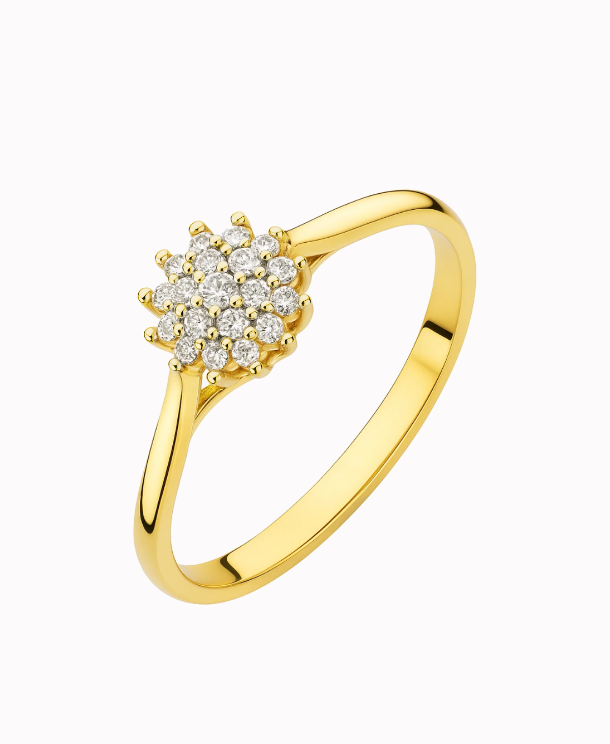 Złoty Pierścionek Zaręczynowy z 19 Cyrkoniami żółte złoto 585