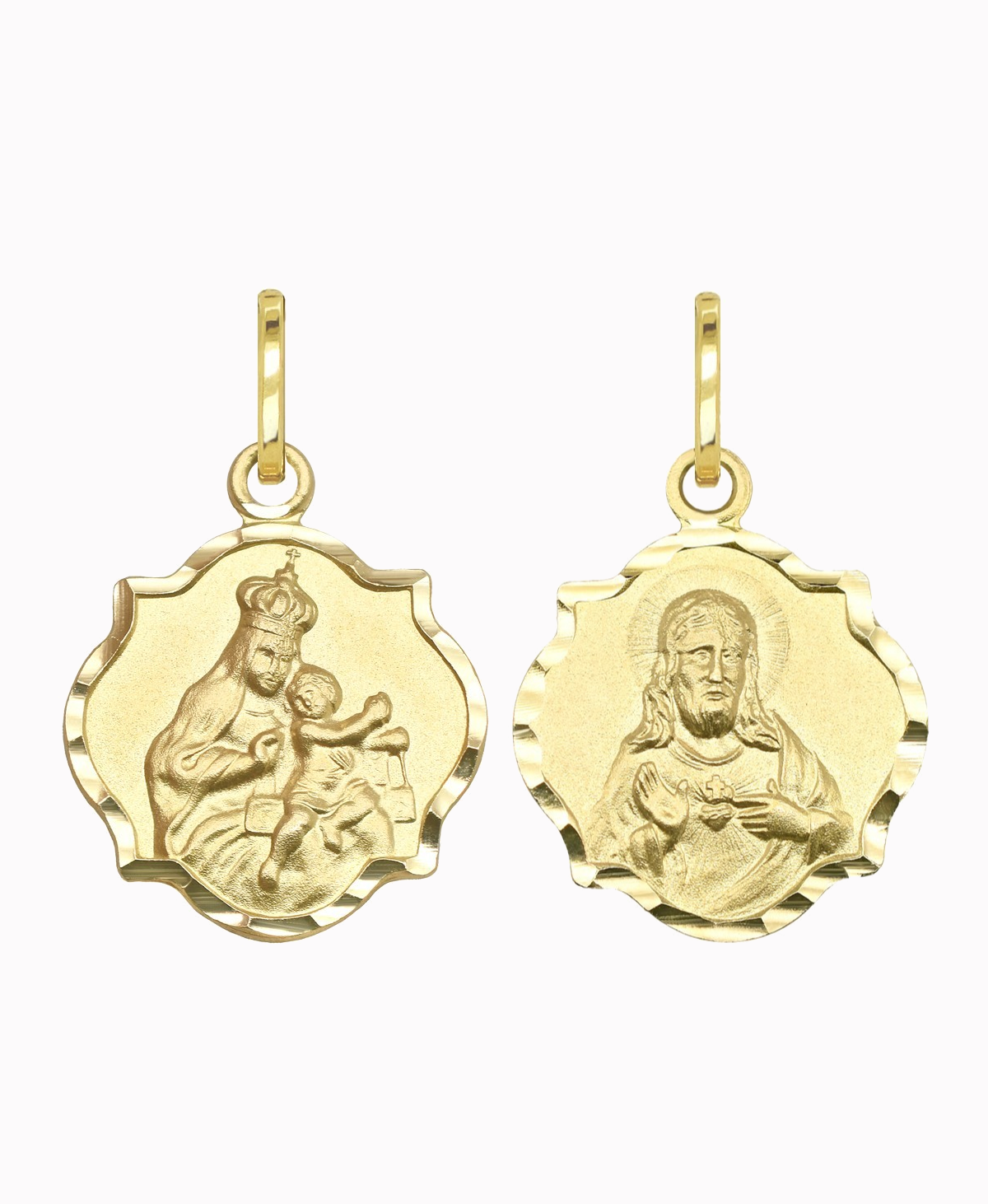 Złoty Szkaplerz, dwustronny S medalik Matka Boża z góry Karmel