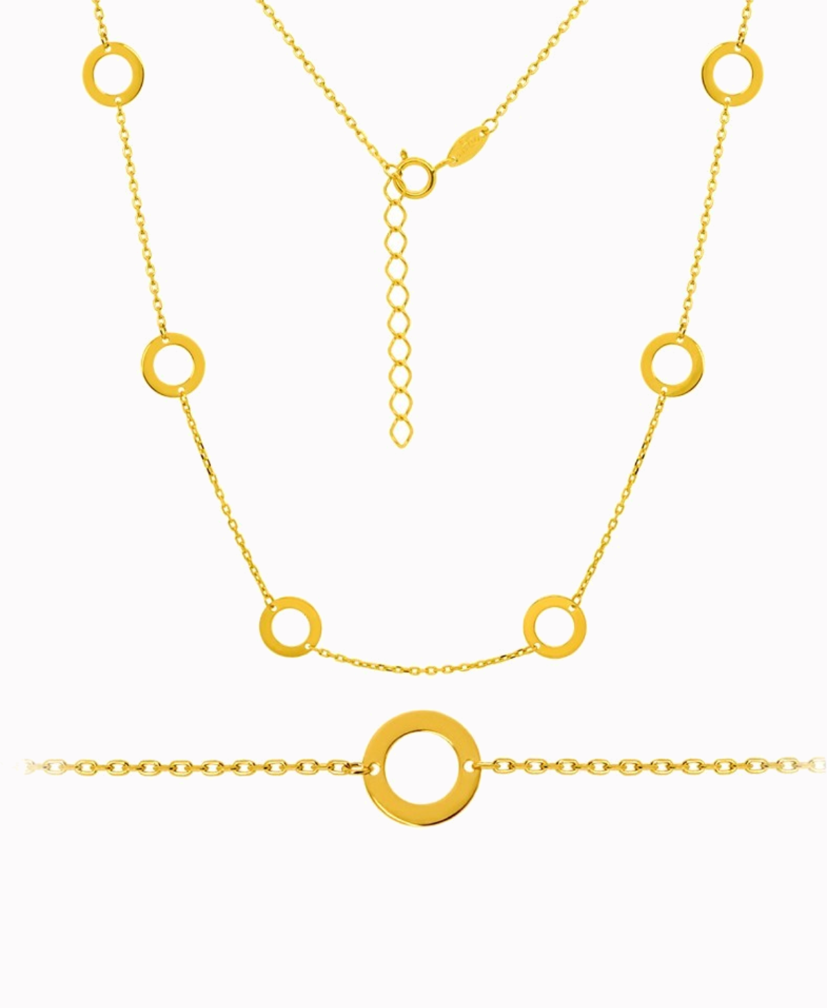 Złoty łańcuszek Celebrytka 10 kółeczek regulacja długości pr. 585