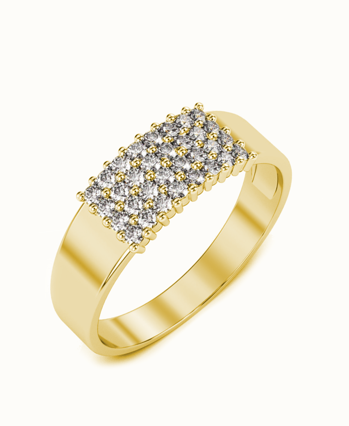 Złoty pierścionek Wielorzędowy 4 rzędy Cyrkonie złoto 585
