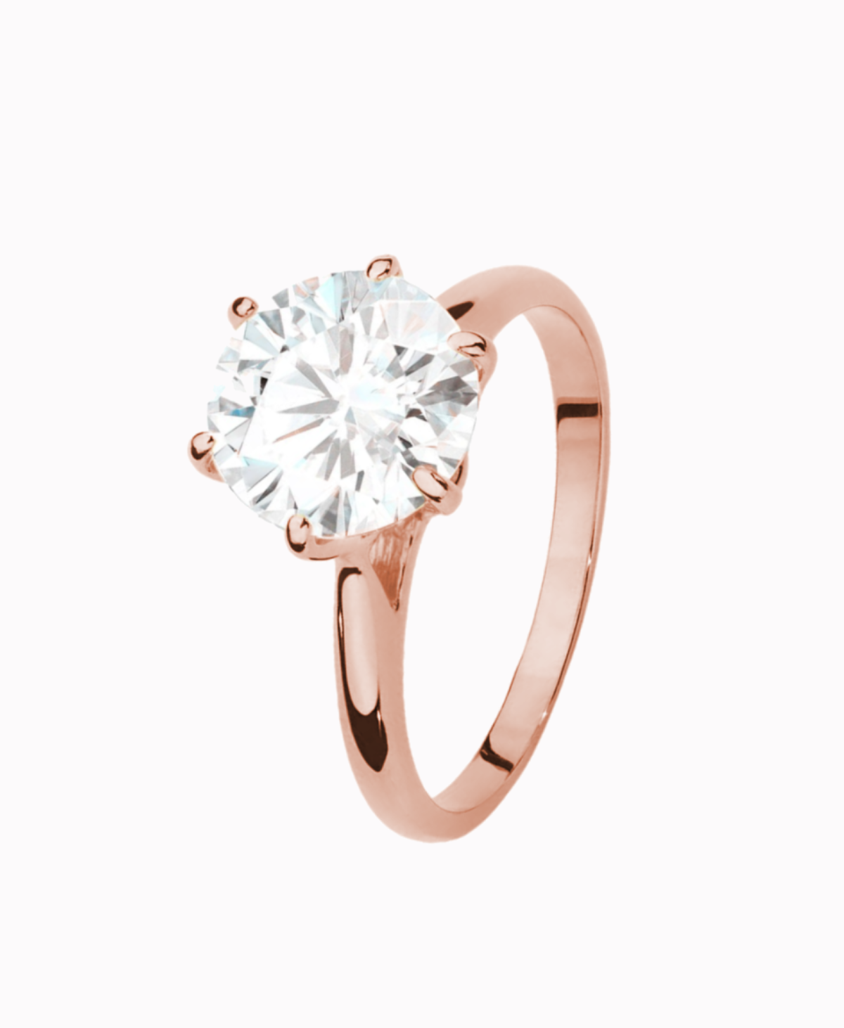 Złoty pierścionek zaręczynowy z dużą cyrkonią różowe złoto #15/3,23g 585