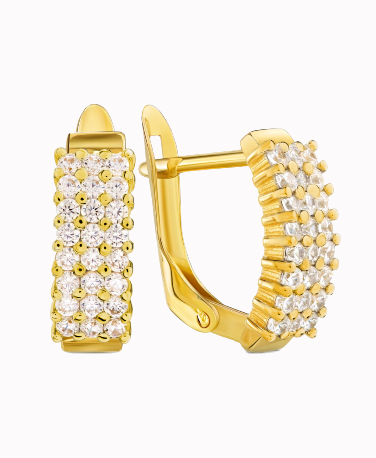 Złote kolczyki wielokamieniowe z białymi cyrkoniami S pr.585 2,72g