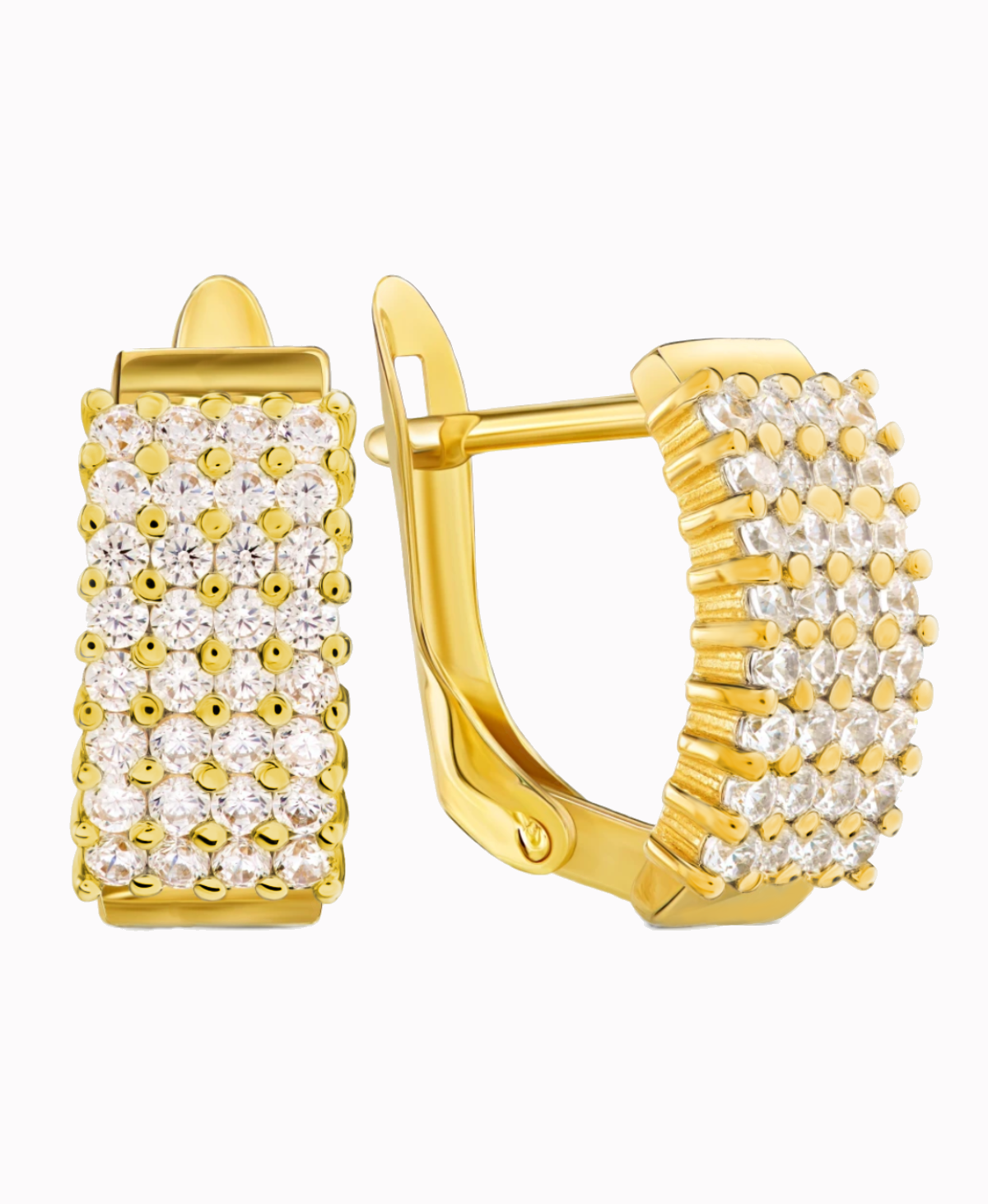 Złote kolczyki wielokamieniowe z białymi cyrkoniami M pr.585 3,16g