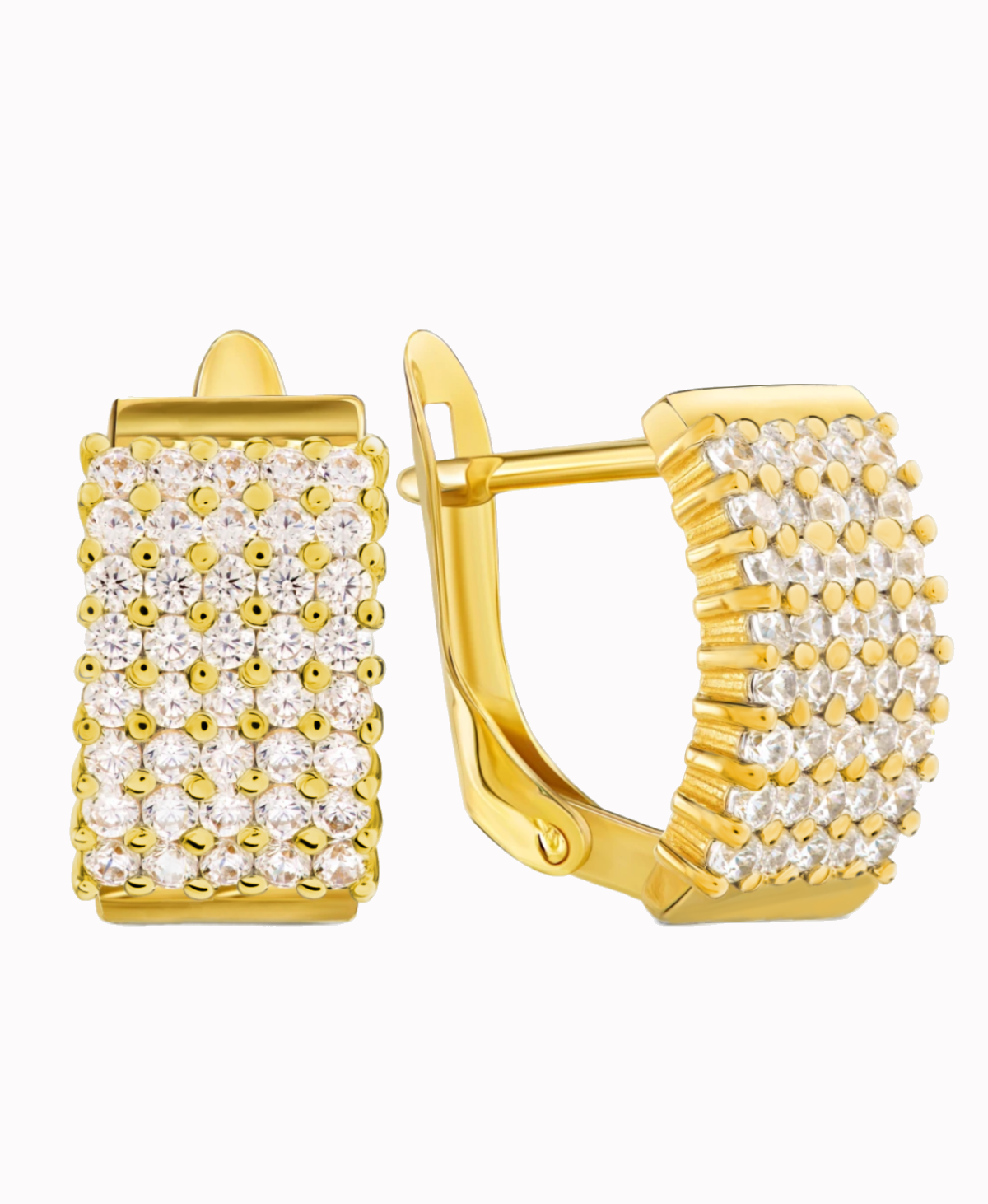 Złote kolczyki wielokamieniowe z białymi cyrkoniami L pr.585 3,78g