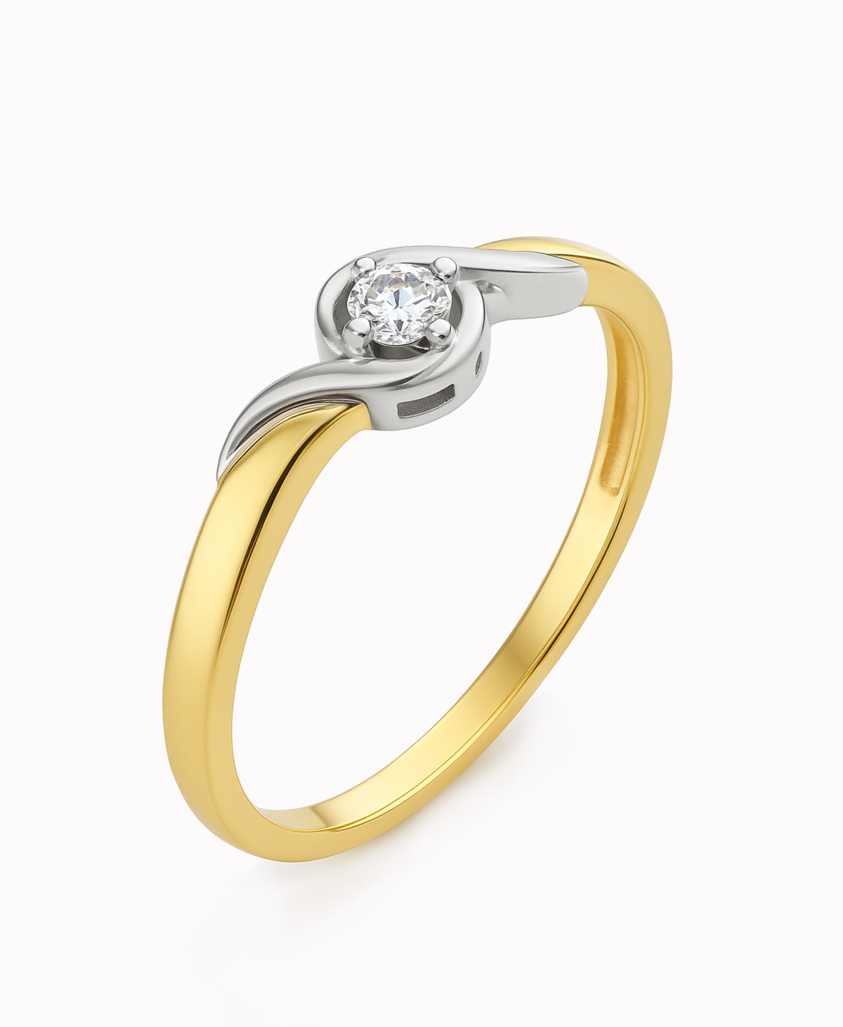 Złoty pierścionek Love z białym złotem złoto 585