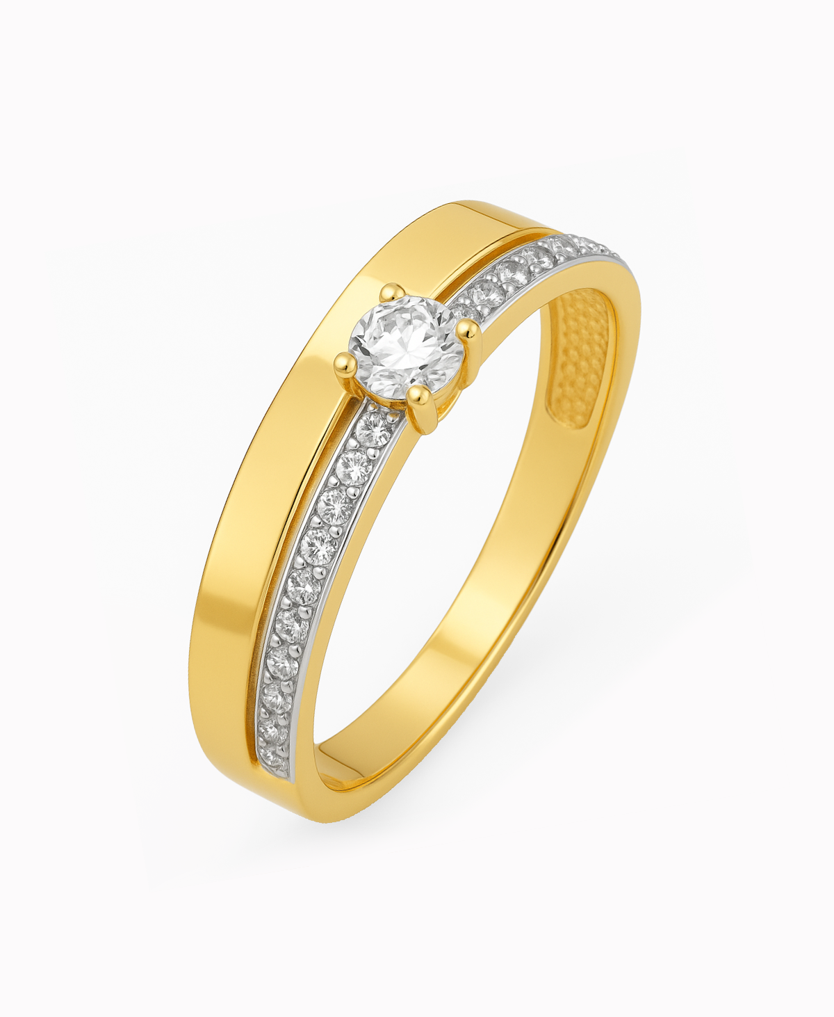 Złoty Pierścionek Zaręczynowy Mleczna Droga z cyrkoniami pr. 585