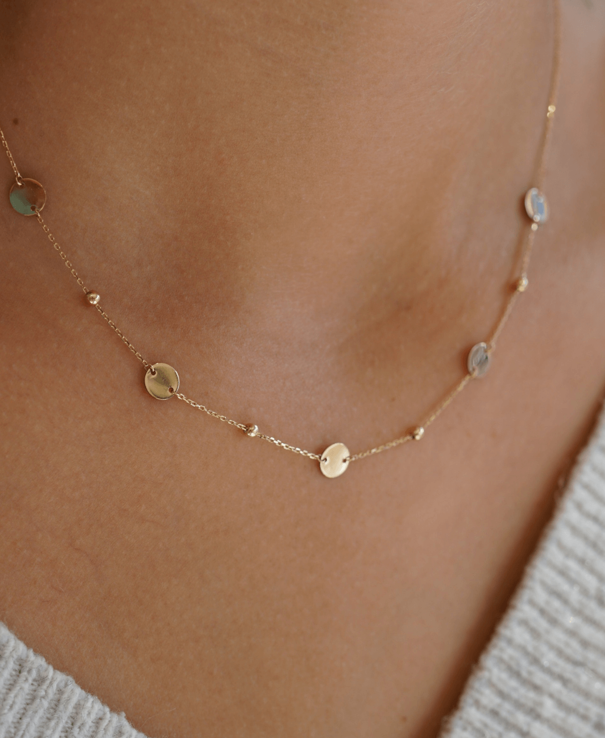 Złota celebrytka blaszki z kuleczkami pr. 585