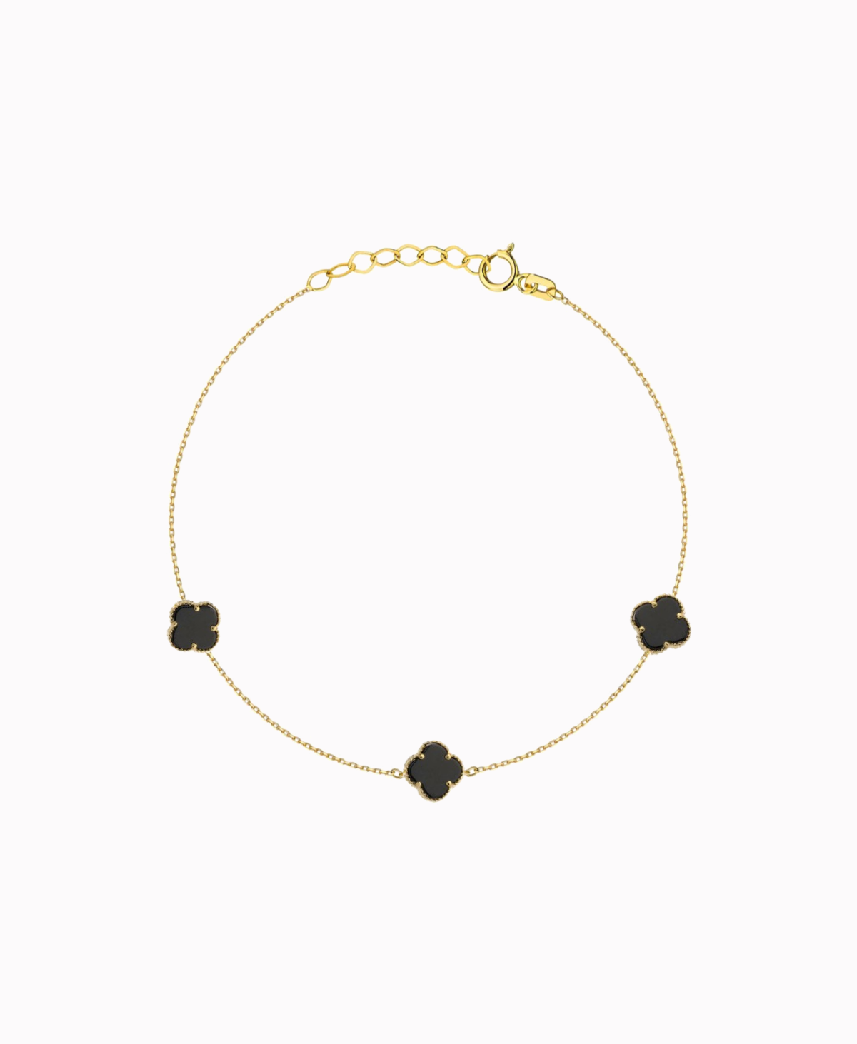 Złota bransoletka czarna Koniczyna 3 elementy pr. 585