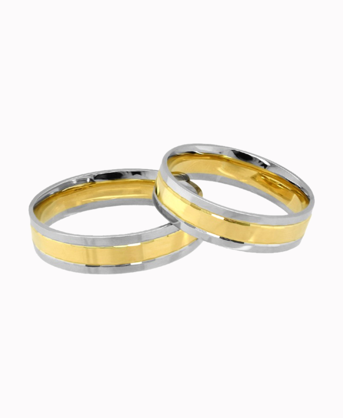 Złote Obrączki 2-kolor Soczewka Fasetowe Wcięcia pr. 585