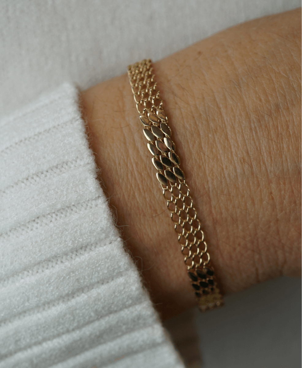 Złota bransoletka płaska ażurowa 16,5cm pr. 585