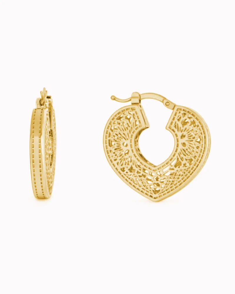 Złote kolczyki ażurowe serduszka pr. 585