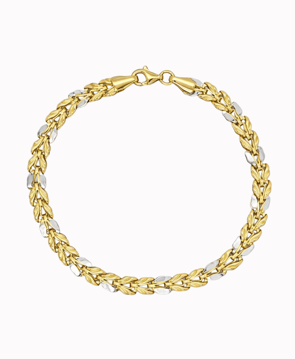 Złota bransoletka listki 6mm pr.585