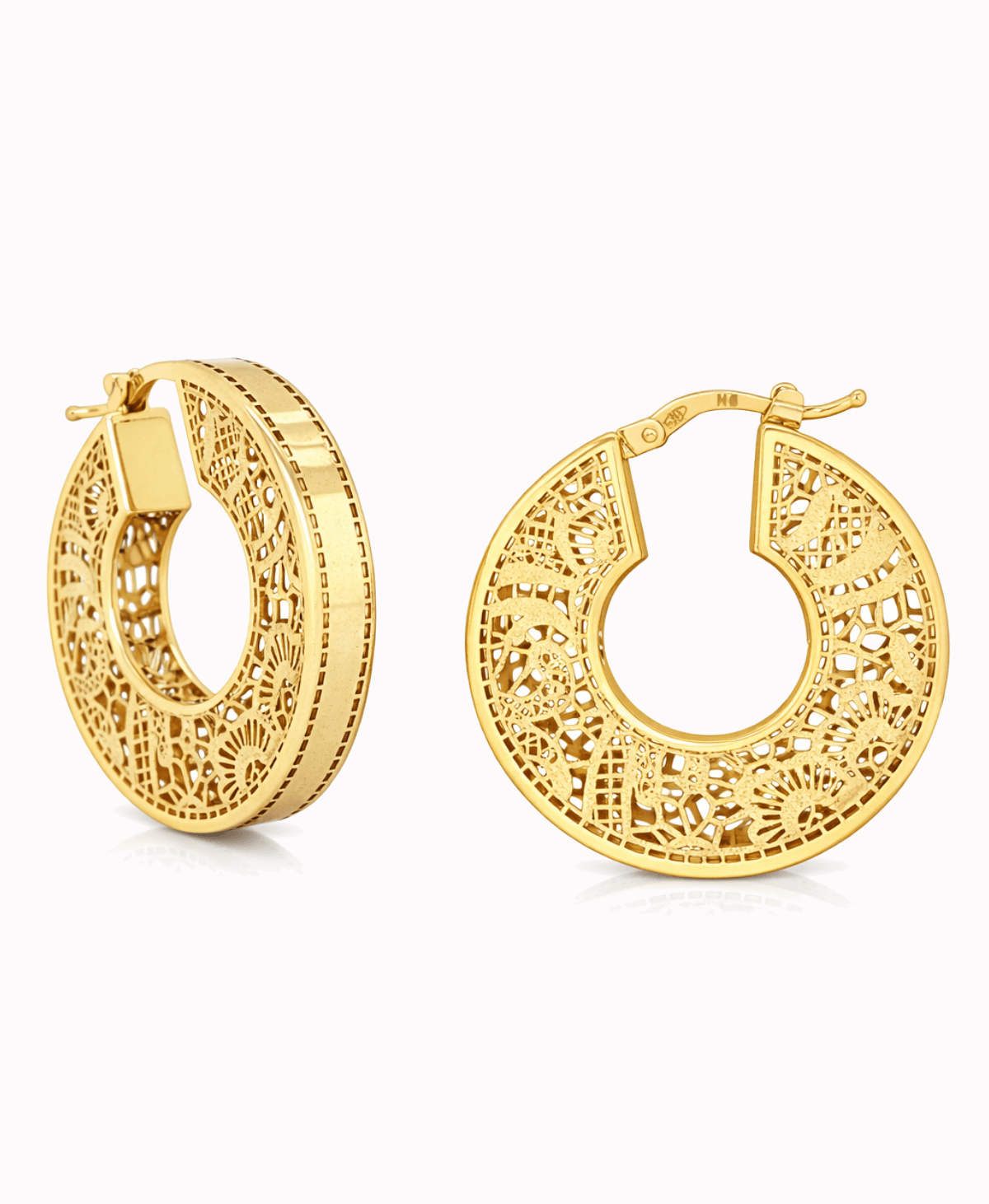 Złote kolczyki ażurowe koła pr. 585