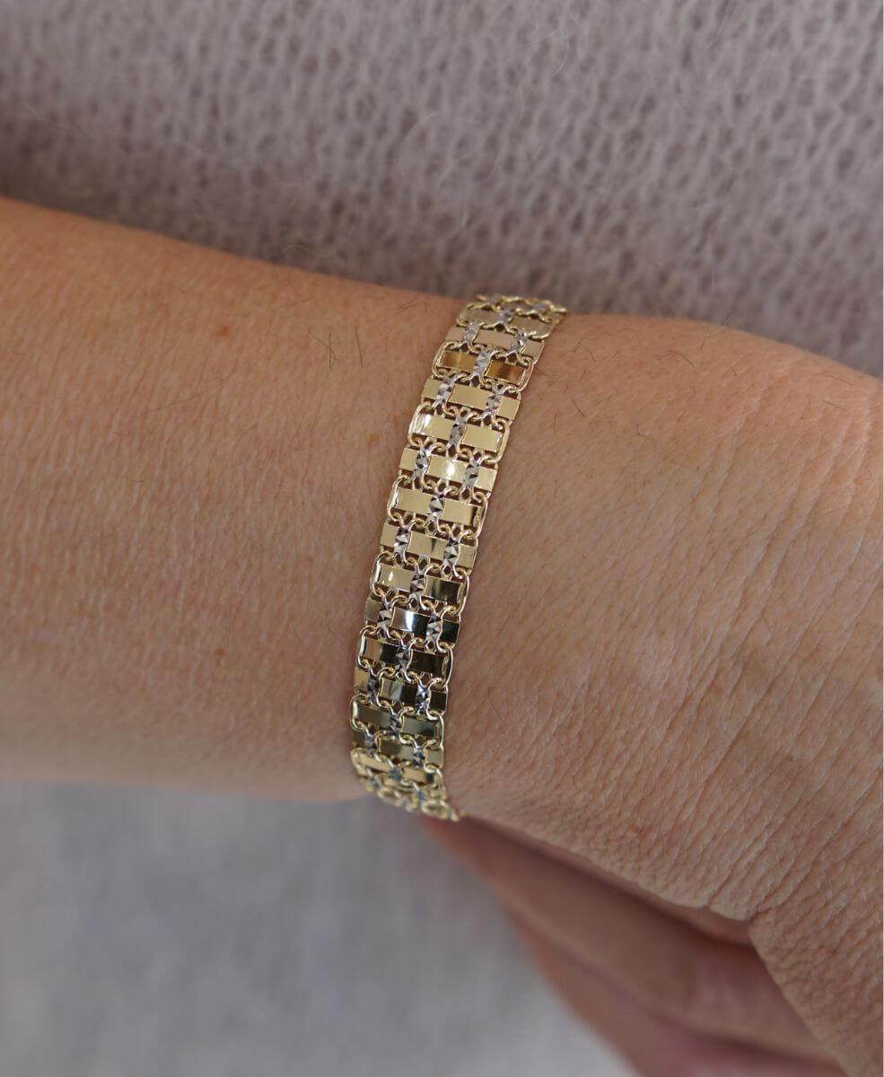 Złota bransoletka Szeherezada potrójna 21,5cm pr. 585