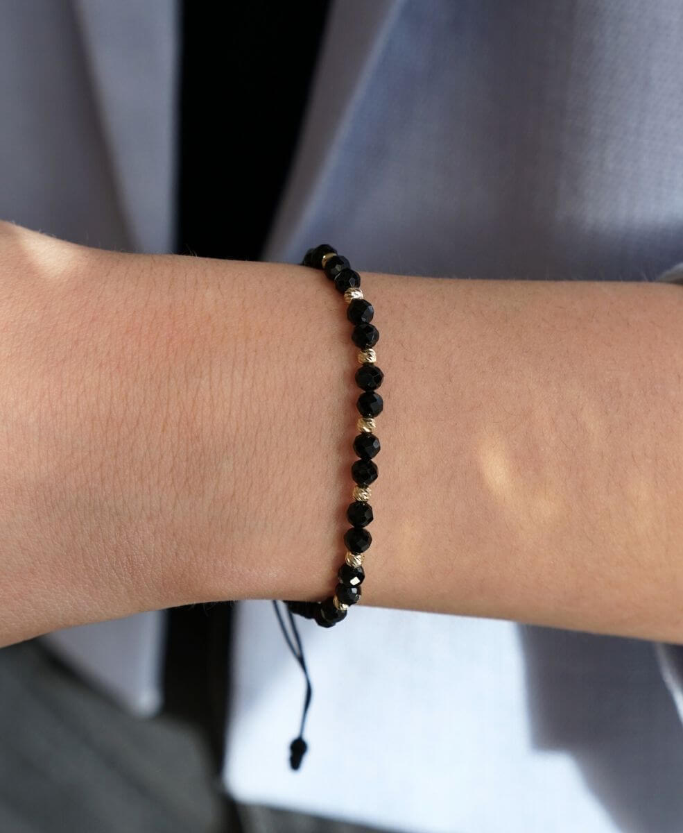 Bransoletka na sznurku z czarnym turmalinem pr. 585 - obrazek 2