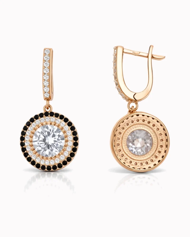 Złote kolczyki wiszące z cyrkoniami pr. 585