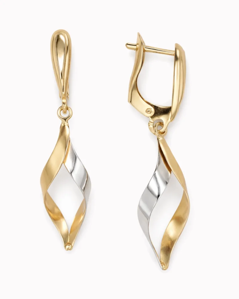 Złote kolczyki wiszące fale pr. 585