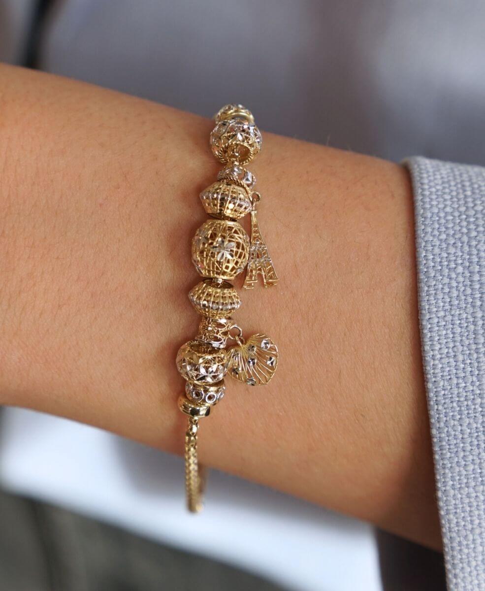 Złota bransoletka z Ażurowymi ozdobami próba 585