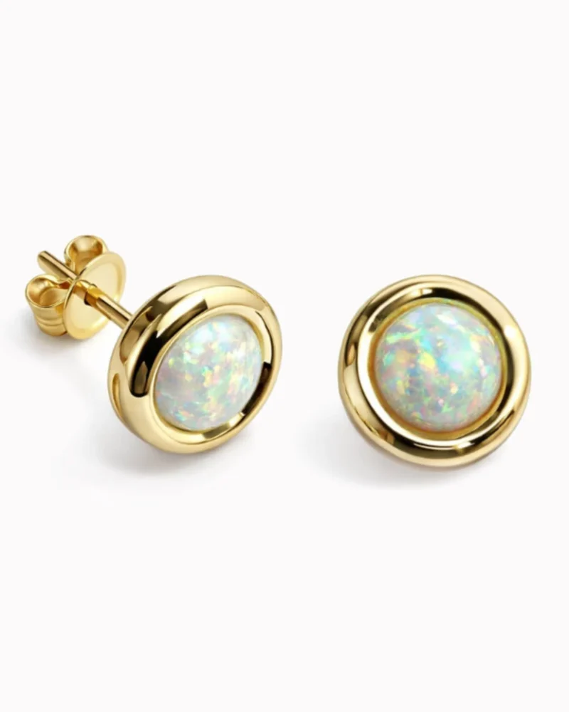 Złote kolczyki z opalem na sztyft pr. 585